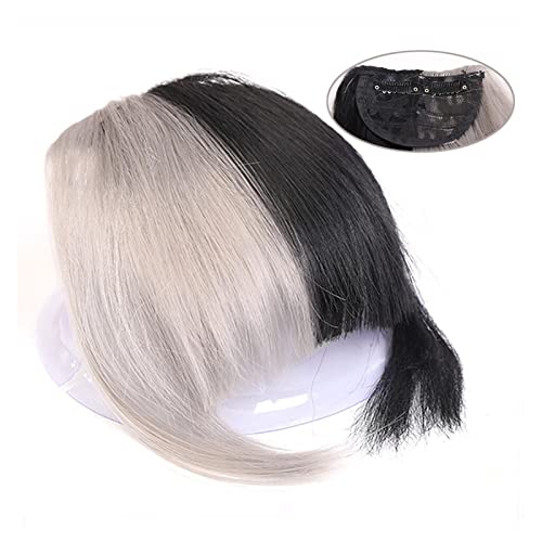 Pony-Haarspange, Clip-in-Pony, französischer Pony, dicke, gebogene Pony-Verlängerung, 15,2 cm, kurzer synthetischer Pony, Fransen mit Schläfen, Haarteile for Frauen und Mädchen,Falscher Pony für Frau von LICONG-2020