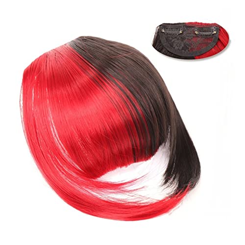 Pony-Haarspange, Clip-in-Pony, französischer Pony, dicke, gebogene Pony-Verlängerung, 15,2 cm, kurzer synthetischer Pony, Fransen mit Schläfen, Haarteile for Frauen und Mädchen,Falscher Pony für Frau von LICONG-2020