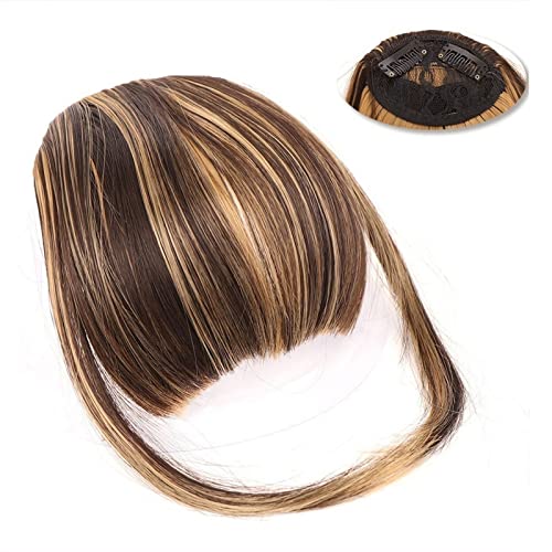 Pony-Haarspange, Clip-in-Pony, natürlich, gerade, synthetische, stumpfe Pony-Haarverlängerungen, 15,2 cm, kurzes, glattes Haarteil, vorne, ordentlicher Bang, Clip-in, voller Pony for Frauen,Falscher von LICONG-2020