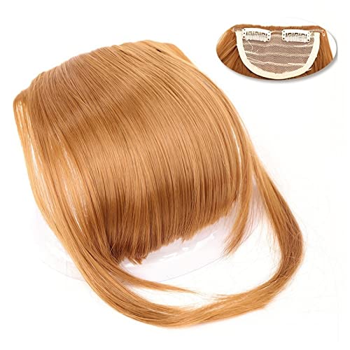 Pony-Haarspange, Clip-in-Pony, natürlich, gerade, synthetische, stumpfe Pony-Haarverlängerungen, 15,2 cm, kurzes, glattes Haarteil, vorne, ordentlicher Bang, Clip-in, voller Pony for Frauen,Falscher von LICONG-2020