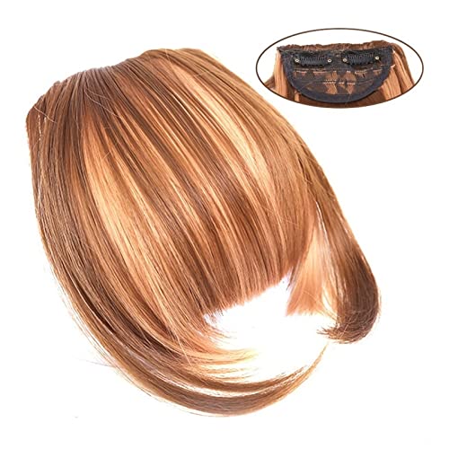 Pony-Haarspange, Clip-in-Pony, natürlich, gerade, synthetische, stumpfe Pony-Haarverlängerungen, 15,2 cm, kurzes, glattes Haarteil, vorne, ordentlicher Bang, Clip-in, voller Pony for Frauen,Falscher von LICONG-2020