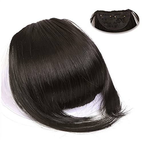 Pony-Haarspange, Clip-in-Pony, natürlich, gerade, synthetische, stumpfe Pony-Haarverlängerungen, 15,2 cm, kurzes, glattes Haarteil, vorne, ordentlicher Bang, Clip-in, voller Pony for Frauen,Falscher von LICONG-2020