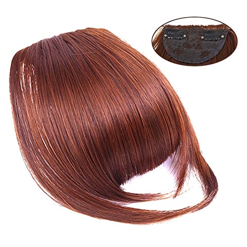 Pony-Haarspange, Clip-in-Pony, natürlich, gerade, synthetische, stumpfe Pony-Haarverlängerungen, 15,2 cm, kurzes, glattes Haarteil, vorne, ordentlicher Bang, Clip-in, voller Pony for Frauen,Falscher von LICONG-2020