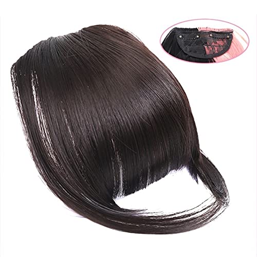 Pony-Haarspange, Clip-in-Pony, natürlich, gerade, synthetische, stumpfe Pony-Haarverlängerungen, 15,2 cm, kurzes, glattes Haarteil, vorne, ordentlicher Bang, Clip-in, voller Pony for Frauen,Falscher von LICONG-2020