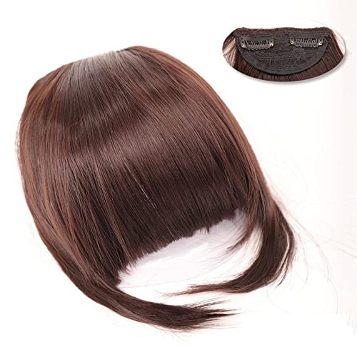 Pony-Haarspange, Clip-in-Pony, natürlich, gerade, synthetische, stumpfe Pony-Haarverlängerungen, 15,2 cm, kurzes, glattes Haarteil, vorne, ordentlicher Bang, Clip-in, voller Pony for Frauen,Falscher von LICONG-2020