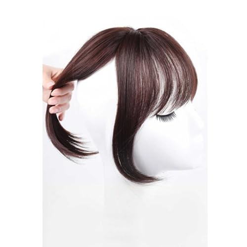 Pony-Haarspange, Clip-in-Pony-Pony-Haarspange, synthetisches Echthaar, französische Fransen-Pony-Haarverlängerungen mit Schläfen, Haarteile for Frauen und Mädchen, Alltagskleidung,Falscher Pony für F von LICONG-2020