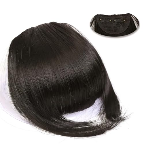 Pony-Haarspange, Pony-Haarspangen-Verlängerung, dicker Clip in Fransen, gerader, ordentlicher Pony for Frauen, synthetische hitzebeständige Faser, flache Pony-Haarteile,Falscher Pony für Frauen und M von LICONG-2020