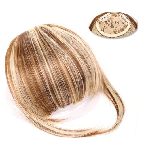 Pony-Haarspange, Pony-Haarspangen-Verlängerung, dicker Clip in Fransen, gerader, ordentlicher Pony for Frauen, synthetische hitzebeständige Faser, flache Pony-Haarteile,Falscher Pony für Frauen und M von LICONG-2020