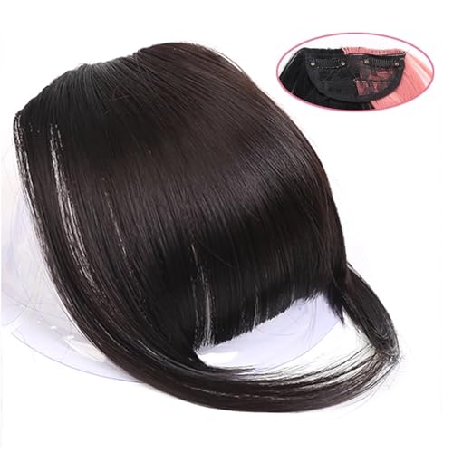 Pony-Haarspange, Pony-Haarspangen-Verlängerung, dicker Clip in Fransen, gerader, ordentlicher Pony for Frauen, synthetische hitzebeständige Faser, flache Pony-Haarteile,Falscher Pony für Frauen und M von LICONG-2020