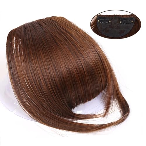 Pony-Haarspange, Pony-Haarspangen-Verlängerung, dicker Clip in Fransen, gerader, ordentlicher Pony for Frauen, synthetische hitzebeständige Faser, flache Pony-Haarteile,Falscher Pony für Frauen und M von LICONG-2020