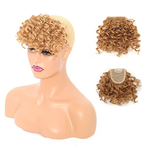 Pony-Haarspange, Synthetischer Haar-Pony, Afro-verworrener lockiger Pony for schwarze Frauen, lockige gefälschte Fransen-Clips in Pony-Perücke, natürliche weiche synthetische Faser, Haar-Accessoires, von LICONG-2020