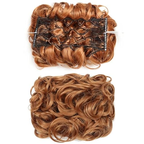 Unordentliches Dutt-Haarteil für Frauen, Verlängerungs-Chignon-Teller-Tablett, Pferdeschwanz-Haarteile for Frauen, unordentlicher Dutt, Scrunchie-Haarteil, synthetische Hochsteckfrisur, lockiges Haar, von LICONG-2020