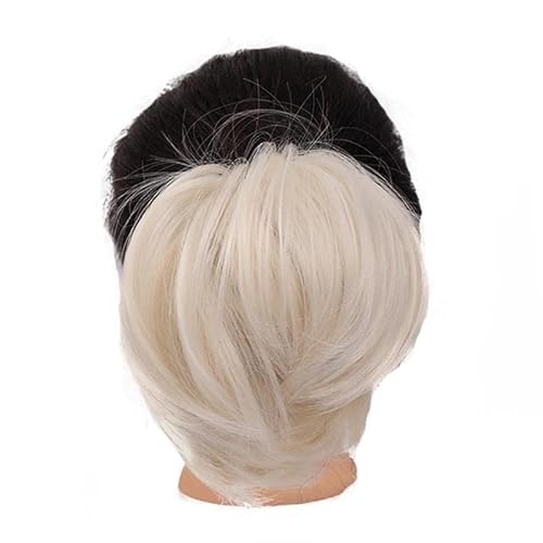 Unordentliches Dutt-Haarteil für Frauen, Zubehör, elastisches, einfaches Haargummi for Damen, synthetische Haarknoten-Pferdeschwanzverlängerung, glattes Haarteil, völlig kurze Pferdeschwanz-Haarknoten von LICONG-2020