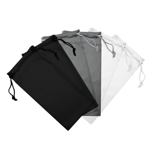 LICQIC Mikrofaser-Sonnenbrille, weiche Tasche, Skibrillentasche, Sonnenbrillentasche, 2 x Grau + 2 x Schwarz + 2 x Weiß, Einheitsgröße LICQIC Mikrofaser-Sonnenbrille, weiche Tasche, Skibrillentasche, Sonnenbrillentasche, 2 x Grau + 2 x Schwarz + 2 x Weiß, Einheitsgröße von LICQIC