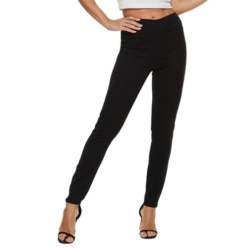 LICTZNEE Damen Stretch Jeans Hohe Taille Slim Jeggings Fit Bein Pull On Jeans mit Taschen Weiche Atmungsaktive Baumwollmischung - Schwarz - Large-X-Large von LICTZNEE