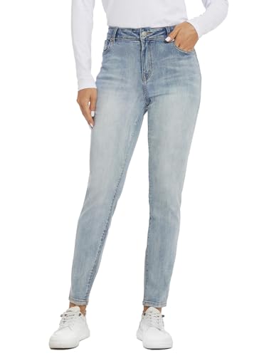 LITZNEE Jeans für Damen, hohe Taille, Skinny Stretchy Jeans Slim Fit Bein Hose mit Taschen Bauchkontrolle Butt Lift, 676-light Blue, 46 von LICTZNEE