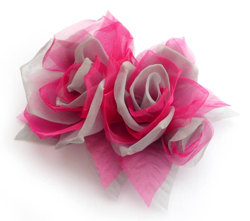 Blumenbrosche Aus Organza, Farbe Rosa Und Grau von LIDALYDI