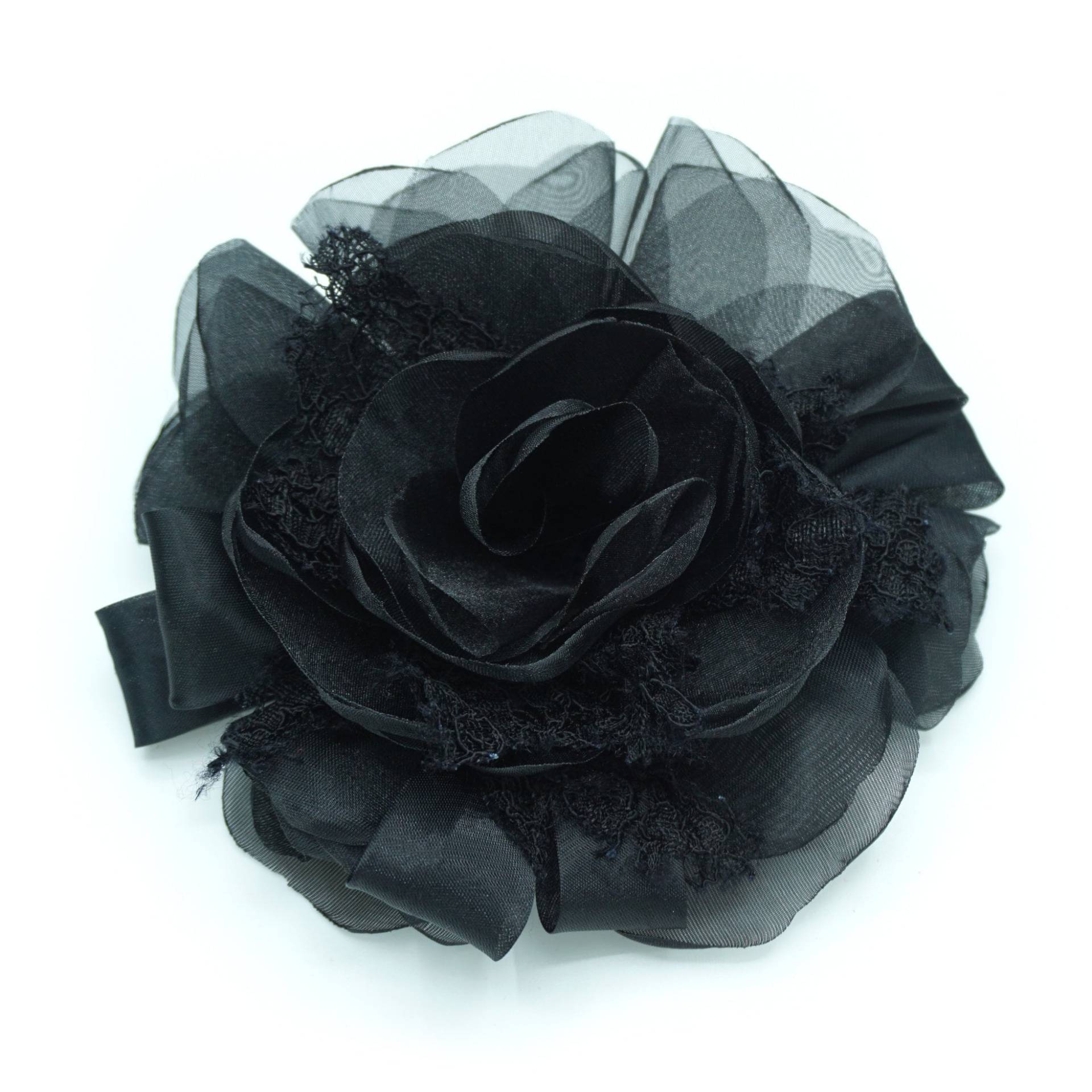 Blumenbrosche Aus Organza Und Spitze. Zwei Farben Schwarz Rot Blumenbrosche Aus Organza Und Spitze. Zwei Farben Schwarz Rot von LIDALYDI