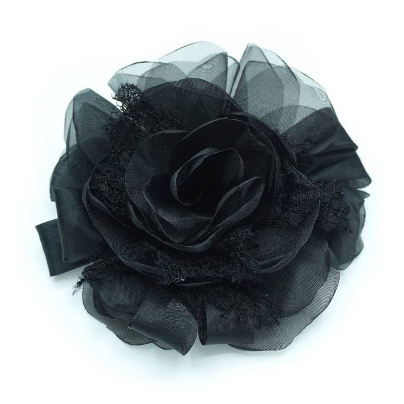 Blumenbrosche Aus Organza Und Spitze. Zwei Farben Schwarz Rot Blumenbrosche Aus Organza Und Spitze. Zwei Farben Schwarz Rot von LIDALYDI
