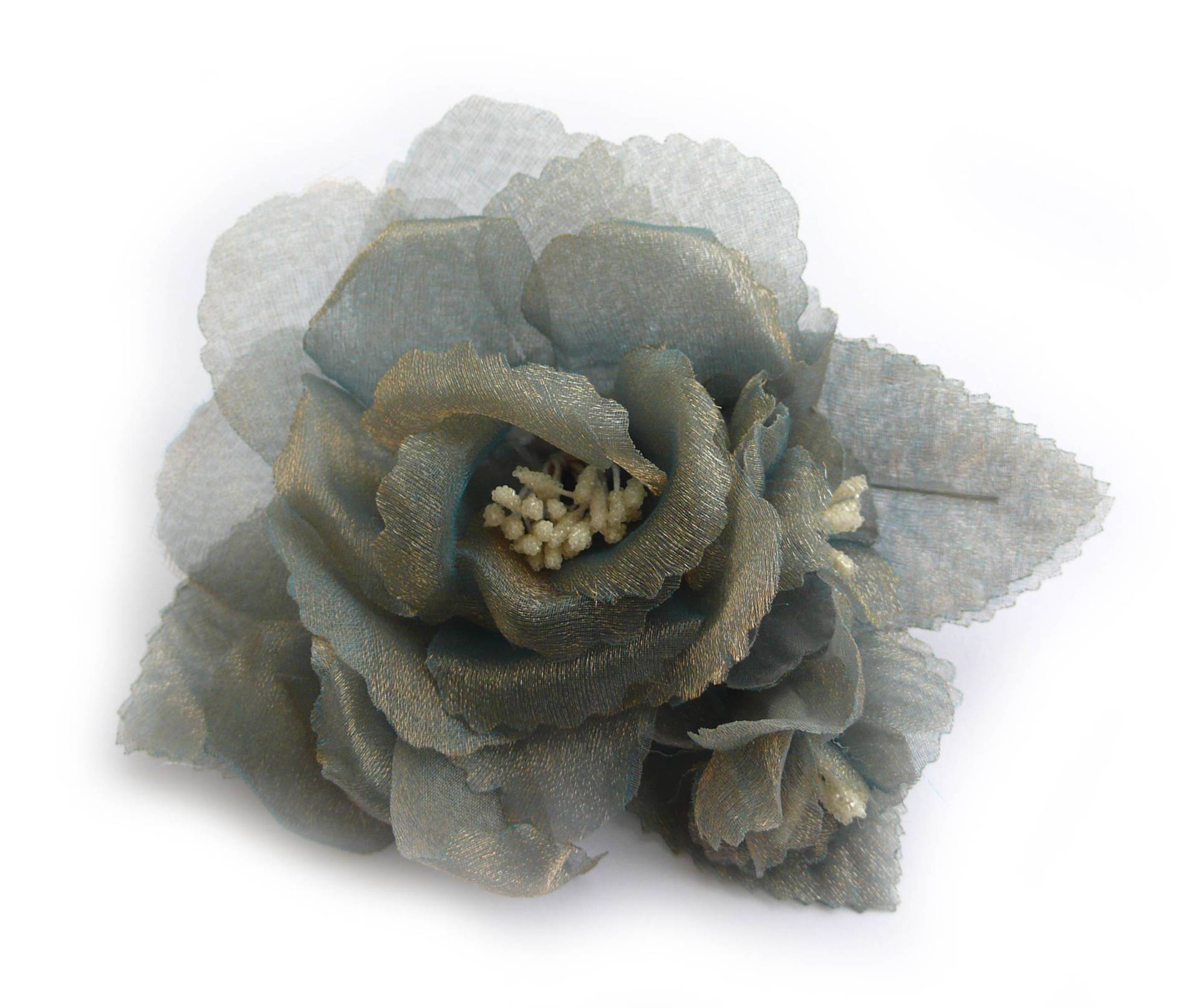 Organza-Blumenbrosche, Graue Farbe Organza-Blumenbrosche, Graue Farbe von LIDALYDI