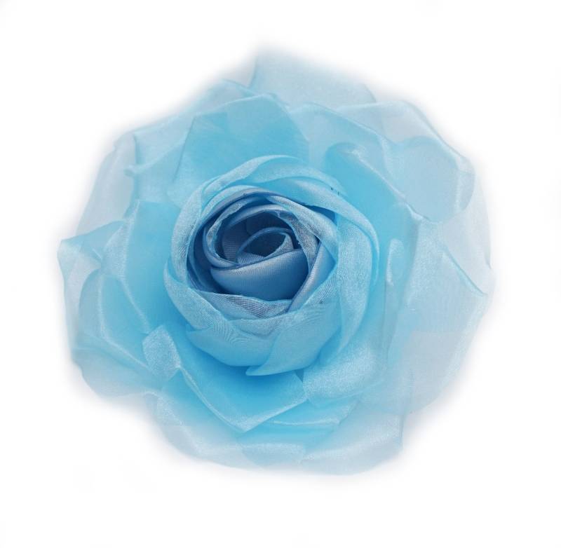 Hellblaue Blumenbrosche Aus Organza Und Satinstoff von LIDALYDI