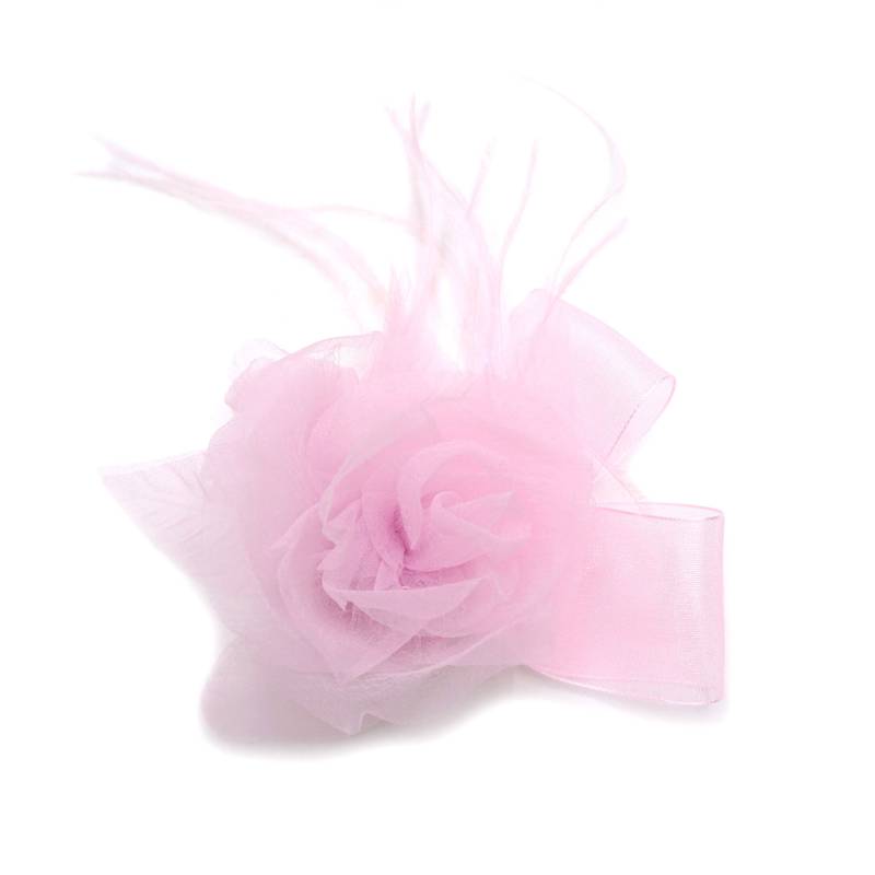 Hellrosa Blumenbrosche Aus Chiffonstoff, Feder Und Organzaband Hellrosa Blumenbrosche Aus Chiffonstoff, Feder Und Organzaband von LIDALYDI