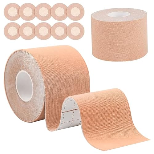 LIDEYE Bruststraffungsband,Brust Tape,Klebe BH Push Up Set,Unsichtbarer Busen Tape,Push Up Brustband, BH Tape,Breast Tape mit 5 Paare Nipple Cover,für Rückenfreies Kleid Abendkleider von LIDEYE