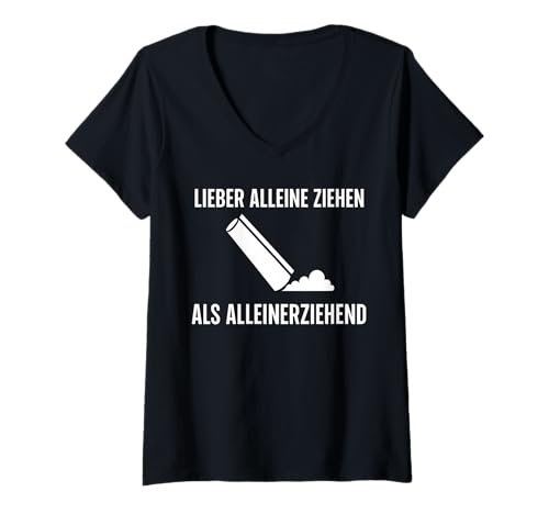 Damen Lieber ALLEINE ZIEHEN - ALS ALLEINERZIEHEND. Techno Raver T-Shirt mit V-Ausschnitt Damen Lieber ALLEINE ZIEHEN - ALS ALLEINERZIEHEND. Techno Raver T-Shirt mit V-Ausschnitt von LIEBER ALLEINE ZIEHEN - ALS ALLEINERZIEHEND
