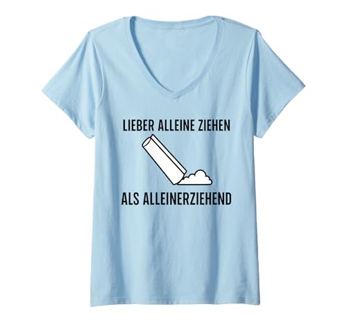 Damen Lieber ALLEINE ZIEHEN - ALS ALLEINERZIEHEND. Techno Raver T-Shirt mit V-Ausschnitt Damen Lieber ALLEINE ZIEHEN - ALS ALLEINERZIEHEND. Techno Raver T-Shirt mit V-Ausschnitt von LIEBER ALLEINE ZIEHEN - ALS ALLEINERZIEHEND