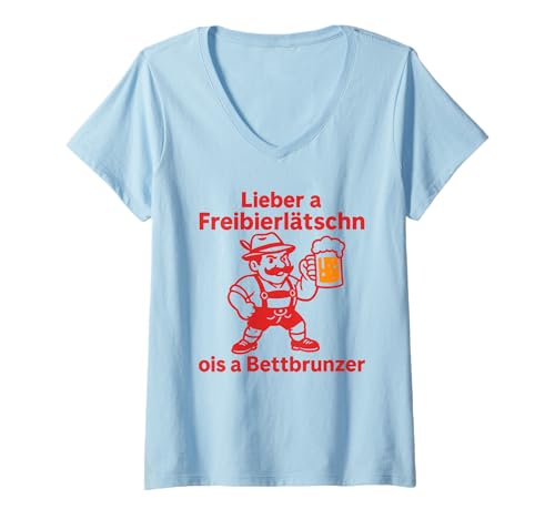 Damen Lieber A FREIBIERLÄTSCHN OIS A BETTBRUNZER X Oktoberfest T-Shirt mit V-Ausschnitt Damen Lieber A FREIBIERLÄTSCHN OIS A BETTBRUNZER X Oktoberfest T-Shirt mit V-Ausschnitt von LIEBER FREIBIERLÄTSCHN OIS A BETTBRUNZER. Grantler