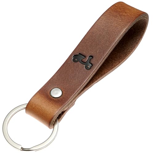 ELBERCRAFT® Schlüsselanhänger Leder Roller Geschenk für Frauen oder Männer pflanzlich gegerbt braun mit gravur schwarz 12 cm made in Germany Leather Keychain von ELBERCRAFT