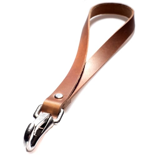 ELBERCRAFT® Schlüsselband kurz Leder mit Karabiner ohne Logo das kleine Geschenk für Frauen Männer nachhaltig made in Germany Lanyard Umhängeband braun von ELBERCRAFT