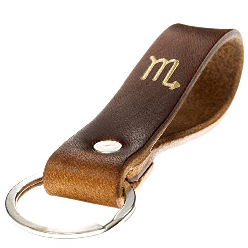 ELBERCRAFT® Schlüsselanhänger Leder Sternzeichen Skorpion Gold geprägt das kleine Geschenk zum Geburtstag für deinen Lieblingsmenschen Frau oder Mann Handmade in Germany von ELBERCRAFT