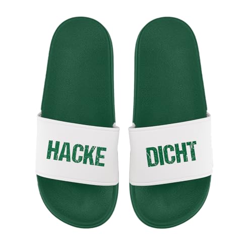 LIEBTASTISCH Badelatschen - Hacke Dicht - Saufen - Feiern- Malle - JGA - Party - lustig - Urlaub (Grün, 45) von LIEBTASTISCH