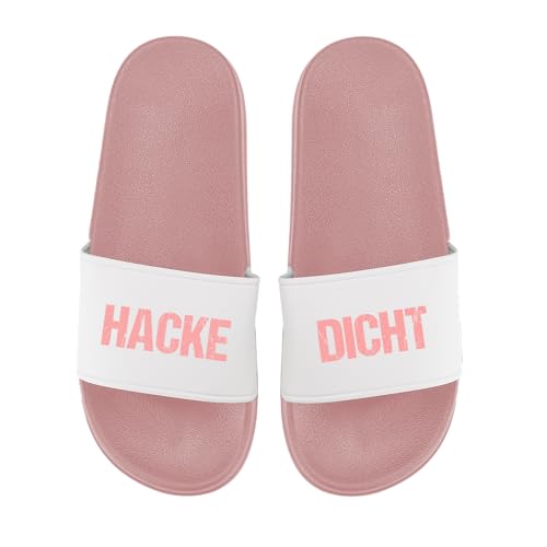 LIEBTASTISCH Badelatschen - Hacke Dicht - Saufen - Feiern- Malle - JGA - Party - lustig - Urlaub (Rosa, 41) von LIEBTASTISCH