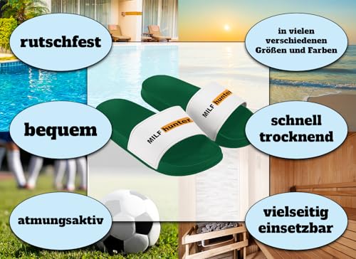 LIEBTASTISCH Badelatschen - Milfhunter - Malle - Sommer - für Männer Jungen - Geschenkidee - (Grün, 43) von LIEBTASTISCH