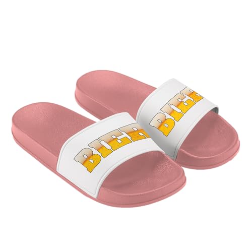Bier - Badelatschen Hausschuhe lustig für Herren - Mann - Geschenk für Freund, Männer - Feiern - Party (Rosa, 40) von LIEBTASTISCH
