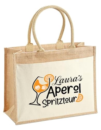 LIEBTASTISCH - Jutetasche mit Personalisierung - Aperol Spritz - Geschenk-Tasche - Verpackung - Kollegin - Freundin - Getränk (S) von LIEBTASTISCH