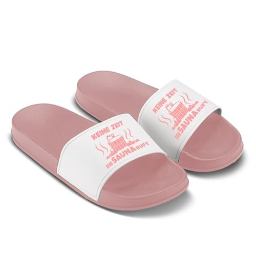 LIEBTASTISCH Lustige Badelatschen Keine Zeit die Sauna ruft – Rutschfeste Sauna-Schuhe mit Spruch – Saunalatschen für Männer & Frauen – Geschenk für Saunafreunde Rosa - Größe 46 EU LIEBTASTISCH Lustige Badelatschen Keine Zeit die Sauna ruft – Rutschfeste Sauna-Schuhe mit Spruch – Saunalatschen für Männer & Frauen – Geschenk für Saunafreunde Rosa - Größe 46 EU von LIEBTASTISCH