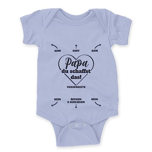 LIEBTASTISCH - Lustiger Babyanzug für frisch gewordene Papas: Papa du schaffst das! - Als Geschenk für neue Väter | Baby Body Suit als Geschenk (Hellblau, 12-18 Monate) von LIEBTASTISCH