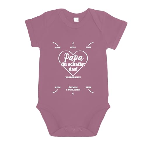 LIEBTASTISCH - Lustiger Babyanzug für frisch gewordene Papas: Papa du schaffst das! - Als Geschenk für neue Väter | Baby Body Suit als Geschenk (Pink, 0-3 Monate) von LIEBTASTISCH