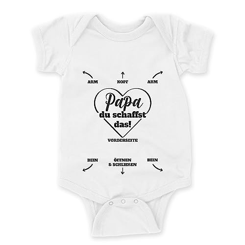 LIEBTASTISCH - Lustiger Babyanzug für frisch gewordene Papas: Papa du schaffst das! - Als Geschenk für neue Väter | Baby Body Suit als Geschenk (Weiss, 0-3 Monate) von LIEBTASTISCH