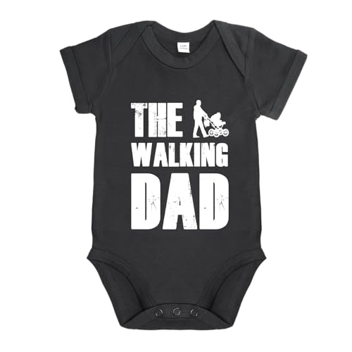 LIEBTASTISCH - My Dad is the walking Dad - Baby body kurzarm - Strampler - mit Druckknöpfen - 100% Bio Baumwolle - Geschenk - Geschenkidee - Vatertagsgeschenk - Vatertag (Schwarz, 3-6 Monate) von LIEBTASTISCH