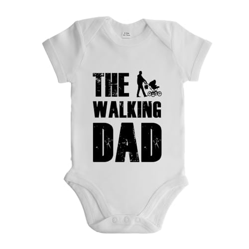 LIEBTASTISCH - My Dad is the walking Dad - Baby body kurzarm - Strampler - mit Druckknöpfen - 100% Bio Baumwolle - Geschenk - Geschenkidee - Vatertagsgeschenk - Vatertag (Weiss, 3-6 Monate) von LIEBTASTISCH