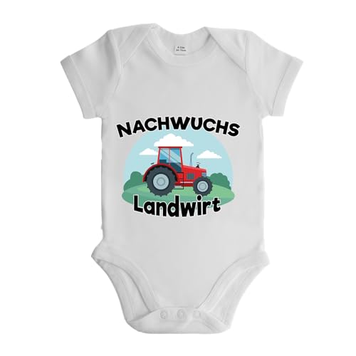 LIEBTASTISCH - Nachwuchs Landwirt - Baby body kurzarm - Strampler - mit Druckknöpfen - Jungen - 100% Bio Baumwolle (Weiss, 3-6 Monate) von LIEBTASTISCH