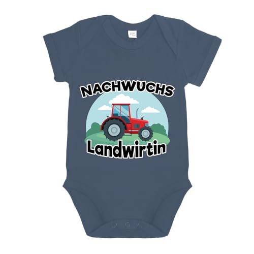 LIEBTASTISCH - Nachwuchs Landwirtin - Baby body kurzarm - Strampler - mit Druckknöpfen - Jungen - 100% Bio Baumwolle - Geschenk - Geschenkidee (Navy, 3-6 Monate) von LIEBTASTISCH