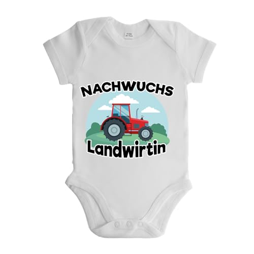 LIEBTASTISCH - Nachwuchs Landwirtin - Baby body kurzarm - Strampler - mit Druckknöpfen - Jungen - 100% Bio Baumwolle - Geschenk - Geschenkidee (Weiss, 0-3 Monate) von LIEBTASTISCH