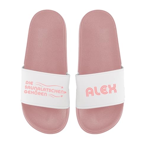 Personalisierte Badelatschen -Diese Badelatschen gehören - Slipper - Badeschuhe - Dusche - Strand - Sauna - Wunschname - Individuell (Rosa, 39) von LIEBTASTISCH