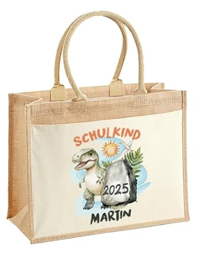 LIEBTASTISCH - Personalisierte Jutetasche für Kinder mit Namen - für Jungs - Geschenkidee - Einschulung - Prinzessin - Schultüte - 2025– große Größe (42x33x19 cm) von LIEBTASTISCH