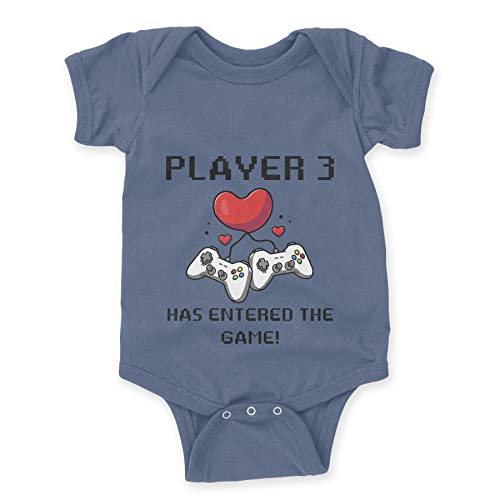 LIEBTASTISCH - Player 3 Has Entered The Game - Baby body kurzarm - Strampler - mit Druckknöpfen - 100% Bio Baumwolle - Geschenk - Geschenkidee - Zocker - Gamer (Dunkelblau, 0-3 Monate) von LIEBTASTISCH